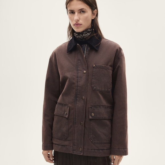 NWT Mango Collared Denim Utility Jacket - Picture 1 of 4